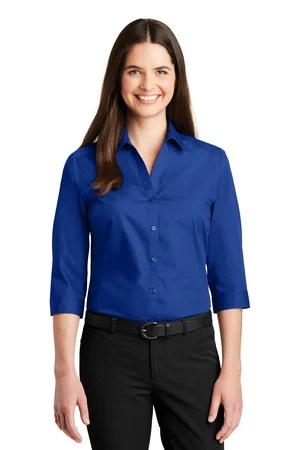 Ladies 3/4-Sleeve Carefree Poplin Shirt 11 Ladies 3/4-Sleeve Carefree Poplin Shirt - Image 9