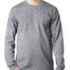Adult Unisex 6.1 Oz., 100% Cotton Long Sleeve Pocket T-Shirt