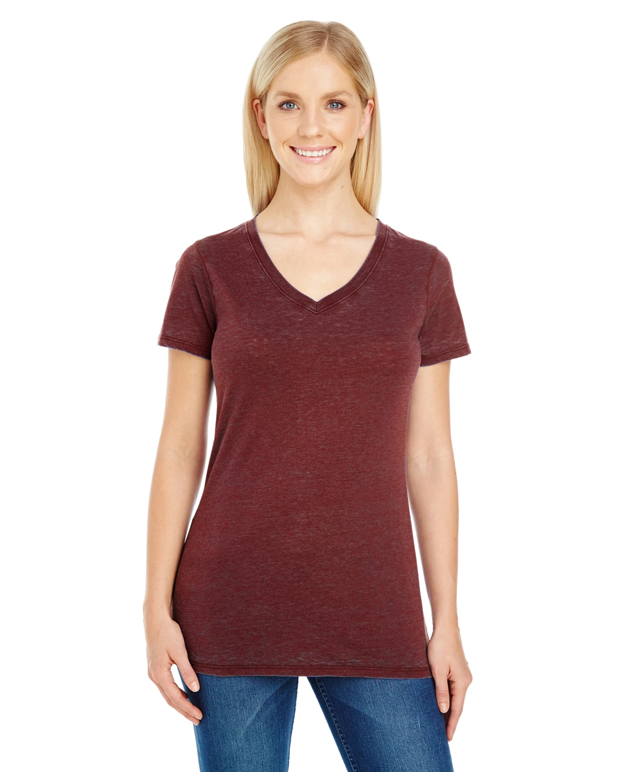 Ladies' Cross Dye Short-Sleeve V-Neck T-Shirt 6 Ladies' Cross Dye Short-Sleeve V-Neck T-Shirt - Image 4