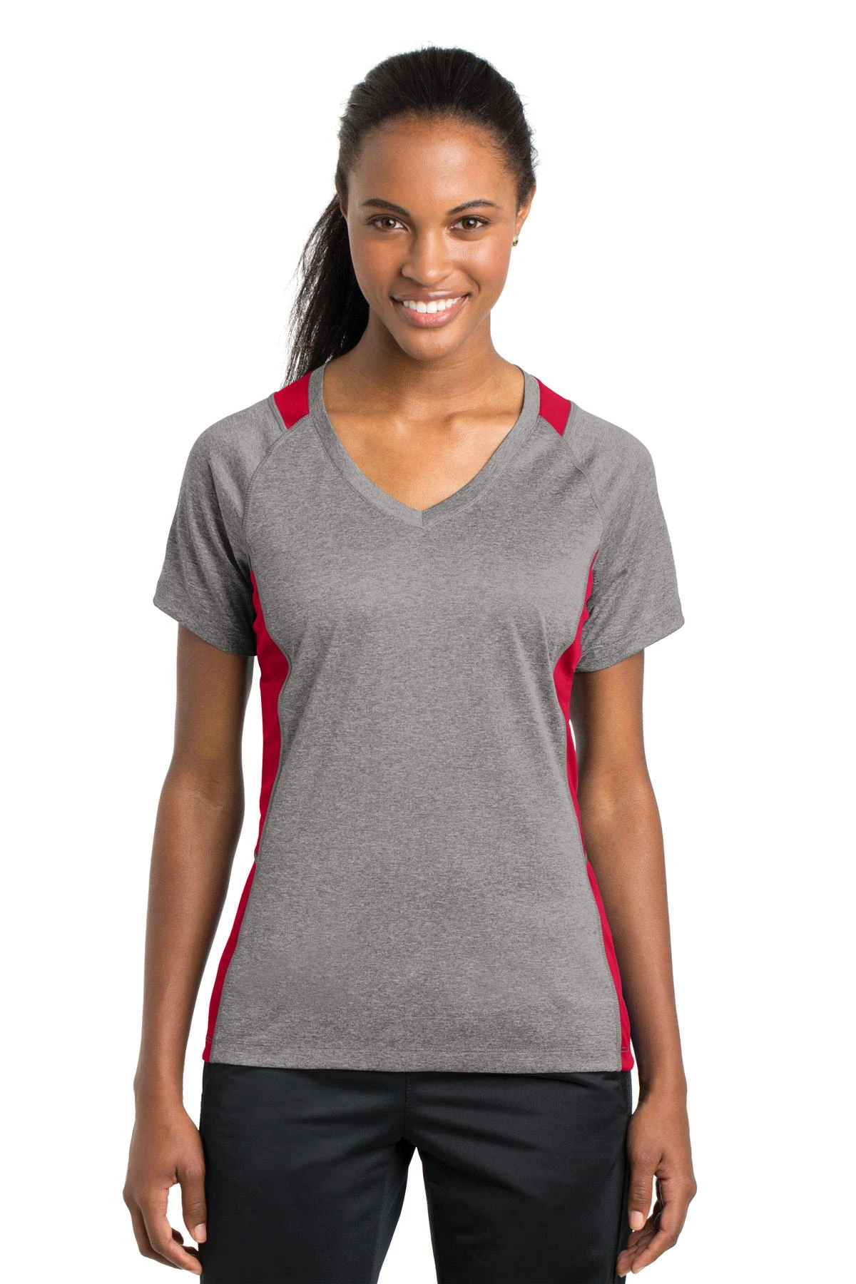 Ladies Heather Colorblock Contender V-Neck Tee 3 Ladies Heather Colorblock Contender V-Neck Tee