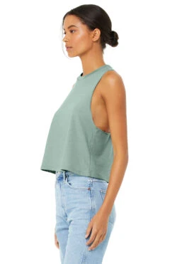 Ladies' Racerback Cropped Tank 24 Ladies' Racerback Cropped Tank -Jiffyshirts Sales Store 6682 Heather Dusty Blue 2