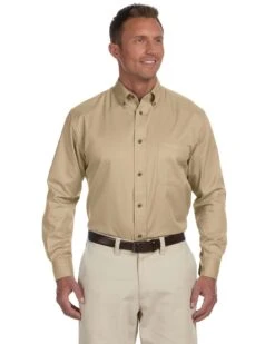Men's Tall Easy Blend™ Long-Sleeve Twill Shirt With Stain-Release -Jiffyshirts Sales Store 673fd82207b60a