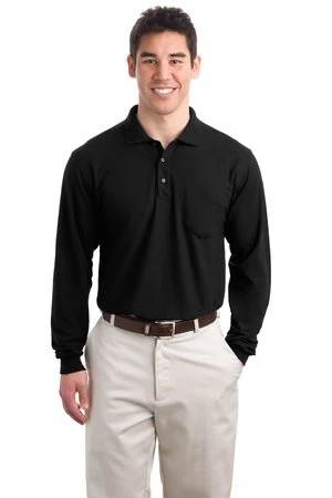 Long Sleeve Silk Touch Polo With Pocket 6 Long Sleeve Silk Touch Polo With Pocket - Image 4