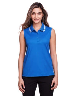 Ladies' CrownLux Performance™ Plaited Tipped Sleeveless Polo