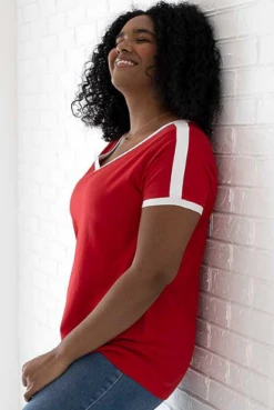 Ladies' Curvy Soccer Ringer T-Shirt -Jiffyshirts Sales Store 6aa6a2c998372a