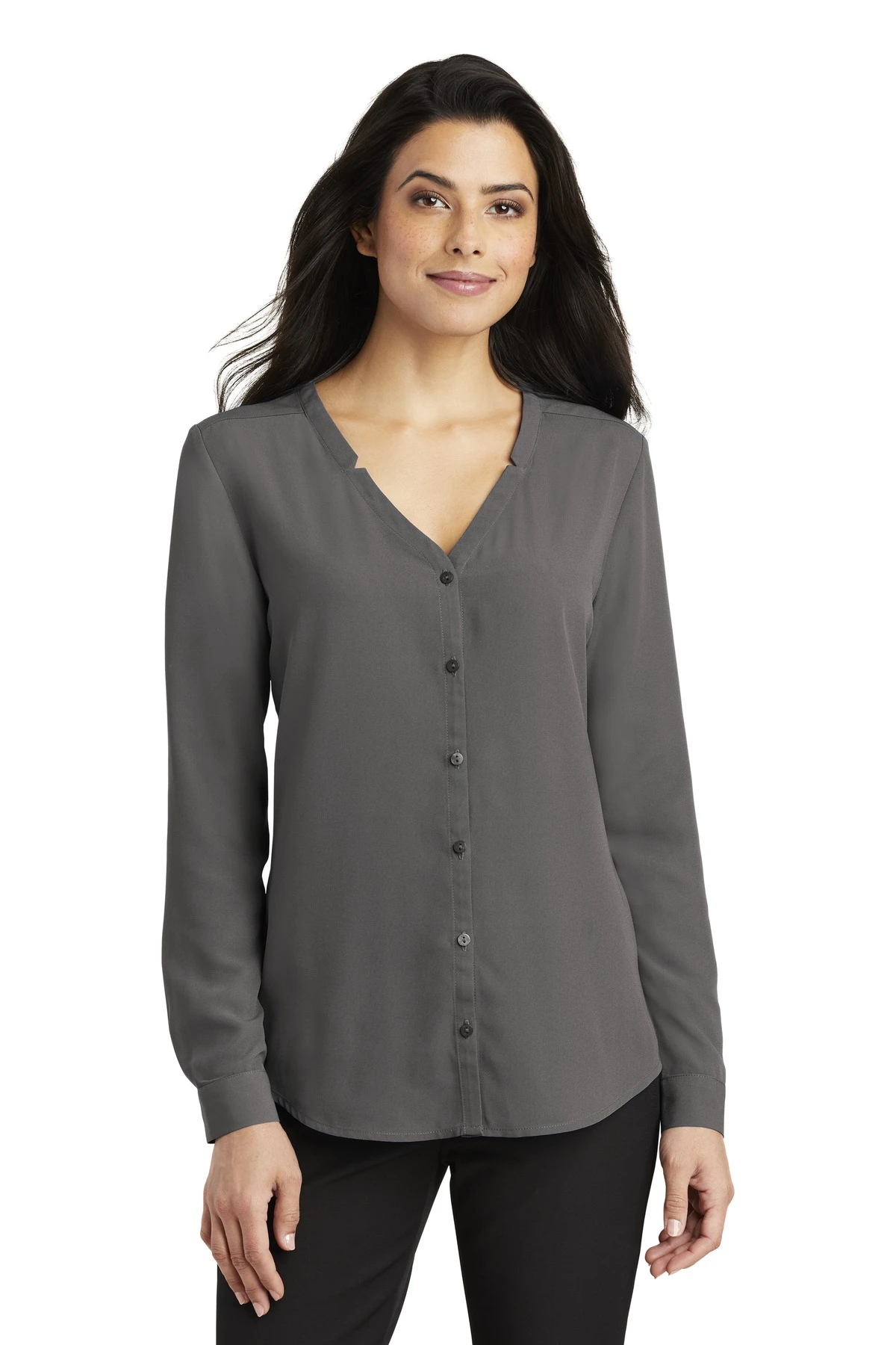 Ladies Long Sleeve Button-Front Blouse 7 Ladies Long Sleeve Button-Front Blouse - Image 5