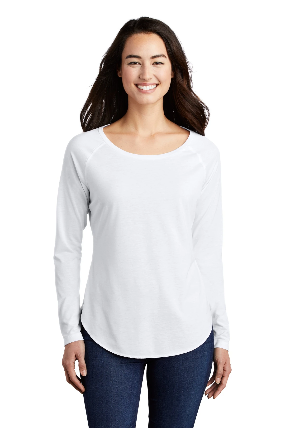 Ladies PosiCharge Long Sleeve Tri-Blend Wicking Scoop Neck Raglan Tee 7 Ladies PosiCharge Long Sleeve Tri-Blend Wicking Scoop Neck Raglan Tee - Image 5