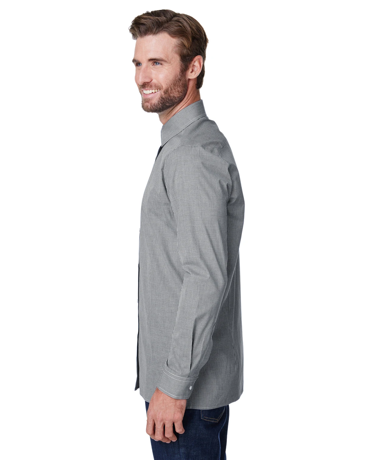 Men's Microcheck Gingham Long-Sleeve Cotton Shirt 4 Men's Microcheck Gingham Long-Sleeve Cotton Shirt - Image 2