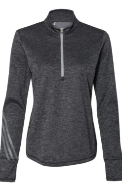 ADIDAS Ladies' 3-Stripes Heather Quarter-Zip