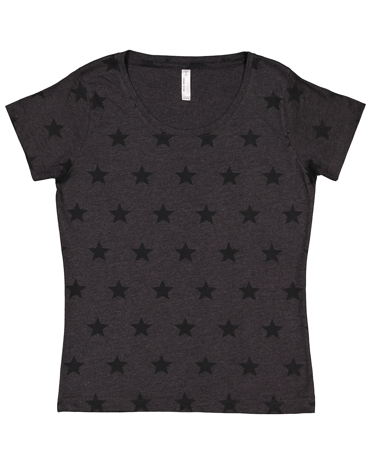 Women's Star Print Scoop Neck T-Shirt 6 Women's Star Print Scoop Neck T-Shirt - Image 4