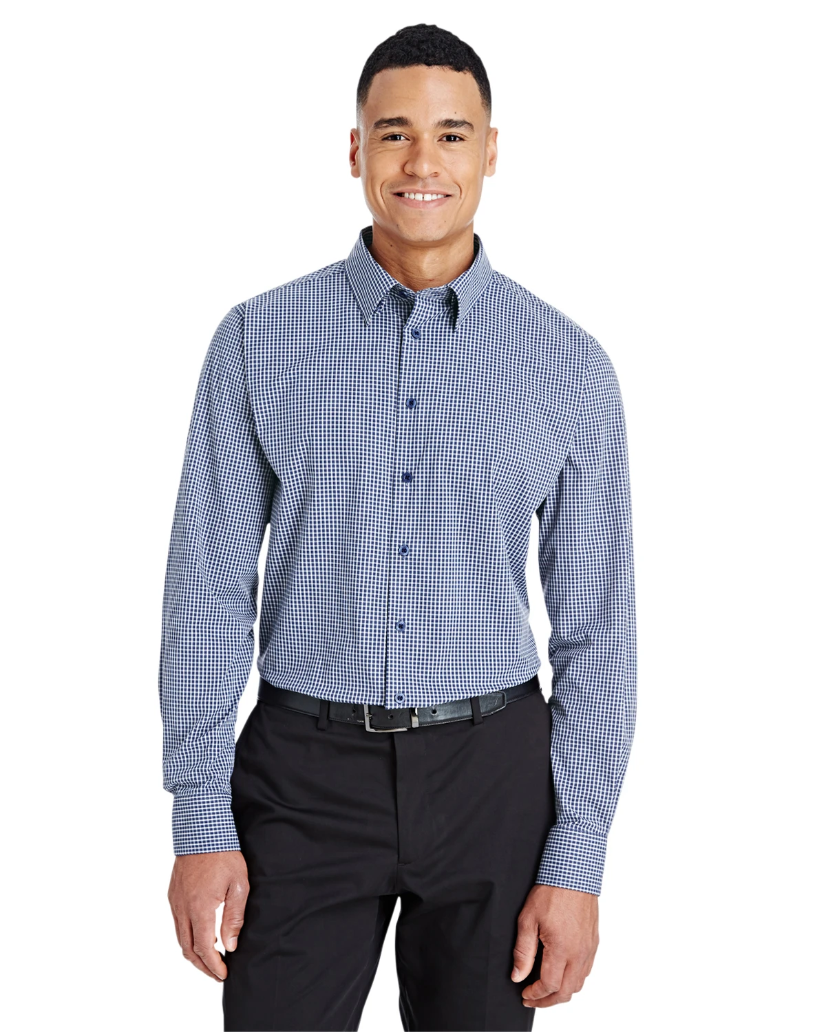 CrownLux Performance™ Men's Tonal Mini Check Shirt 7 CrownLux Performance™ Men's Tonal Mini Check Shirt - Image 5