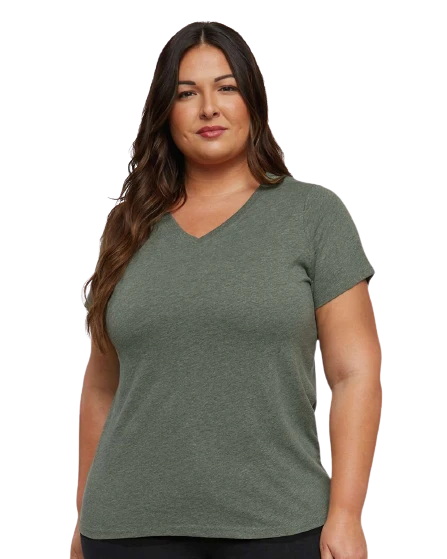Ladies' Curvy V-Neck Fine Jersey T-Shirt 16 Ladies' Curvy V-Neck Fine Jersey T-Shirt - Image 14