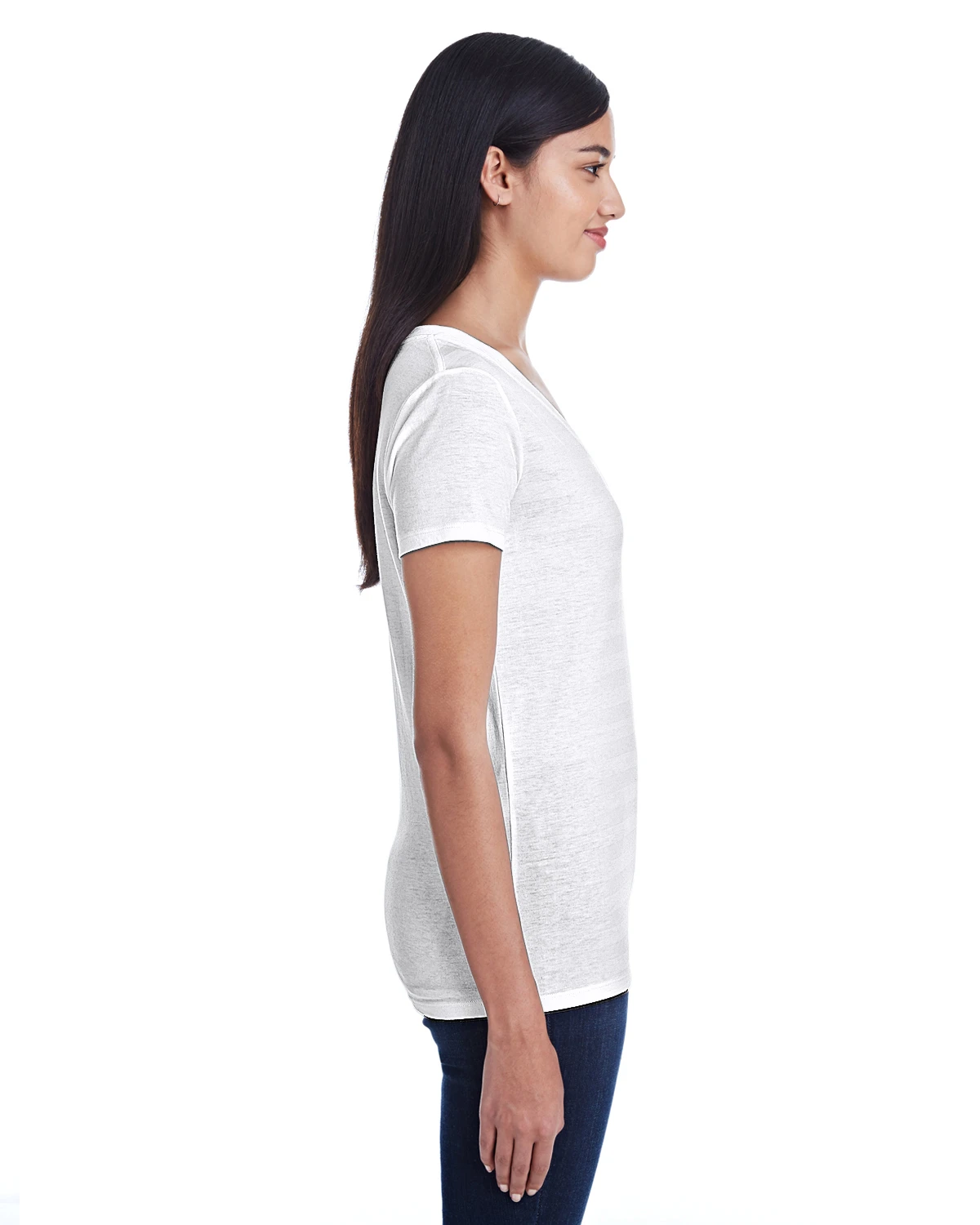 Ladies' Invisible Stripe V-Neck T-Shirt 4 Ladies' Invisible Stripe V-Neck T-Shirt - Image 2