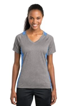 Ladies Heather Colorblock Contender V-Neck Tee 28 Ladies Heather Colorblock Contender V-Neck Tee -Jiffyshirts Sales Store 7645e94337a10c