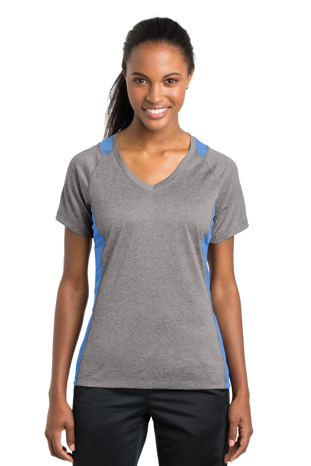 Ladies Heather Colorblock Contender V-Neck Tee 14 Ladies Heather Colorblock Contender V-Neck Tee - Image 12