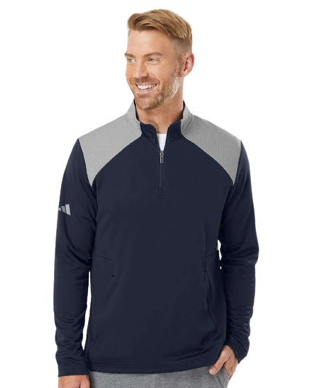 ADIDAS Unisex Textured Mixed Media Quarter-Zip Pullover 3 ADIDAS Unisex Textured Mixed Media Quarter-Zip Pullover