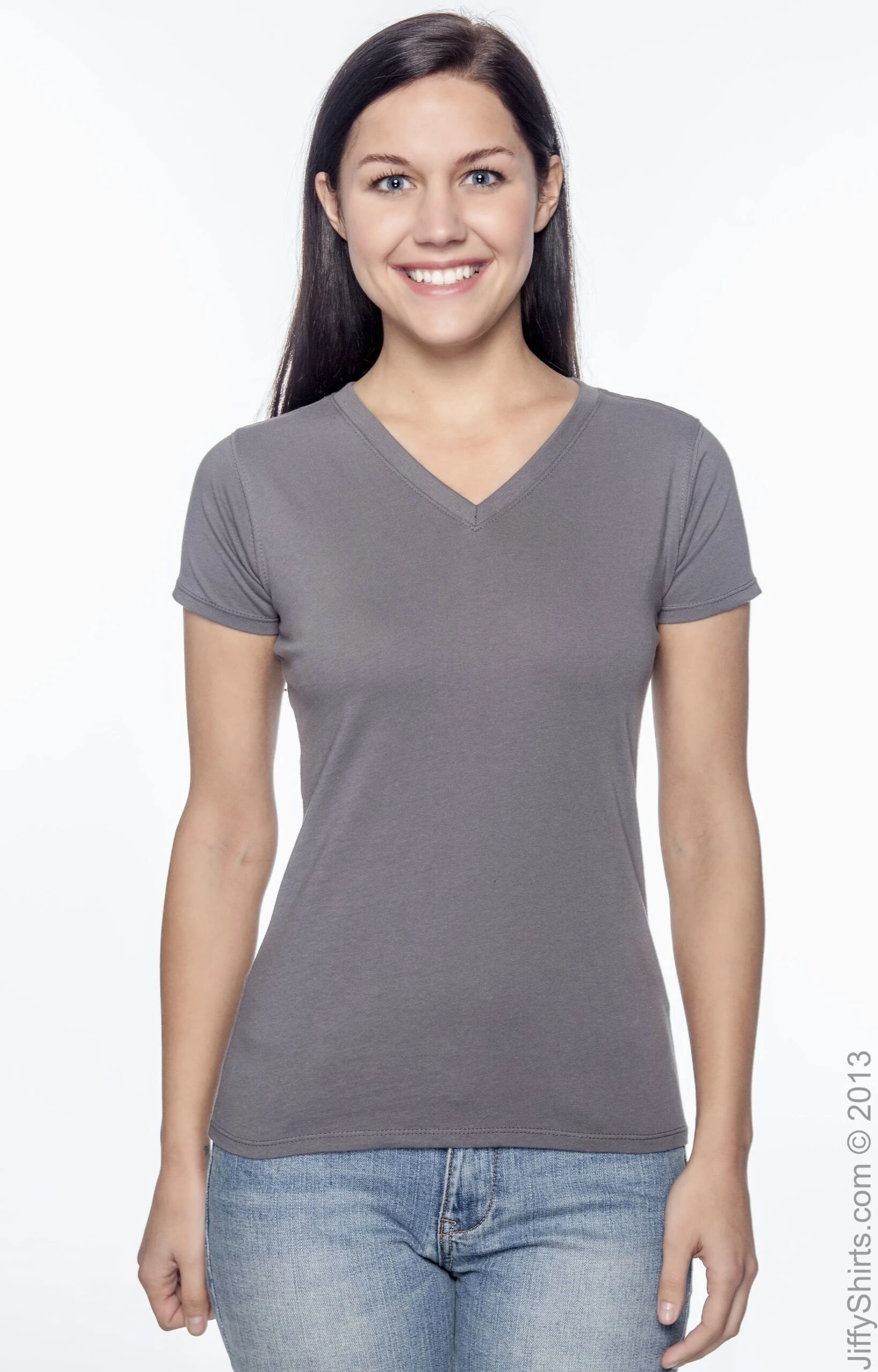 Ladies' 4.4 Oz., 100% Organic Cotton Short-Sleeve V-Neck T-Shirt 8 Ladies' 4.4 Oz., 100% Organic Cotton Short-Sleeve V-Neck T-Shirt - Image 6