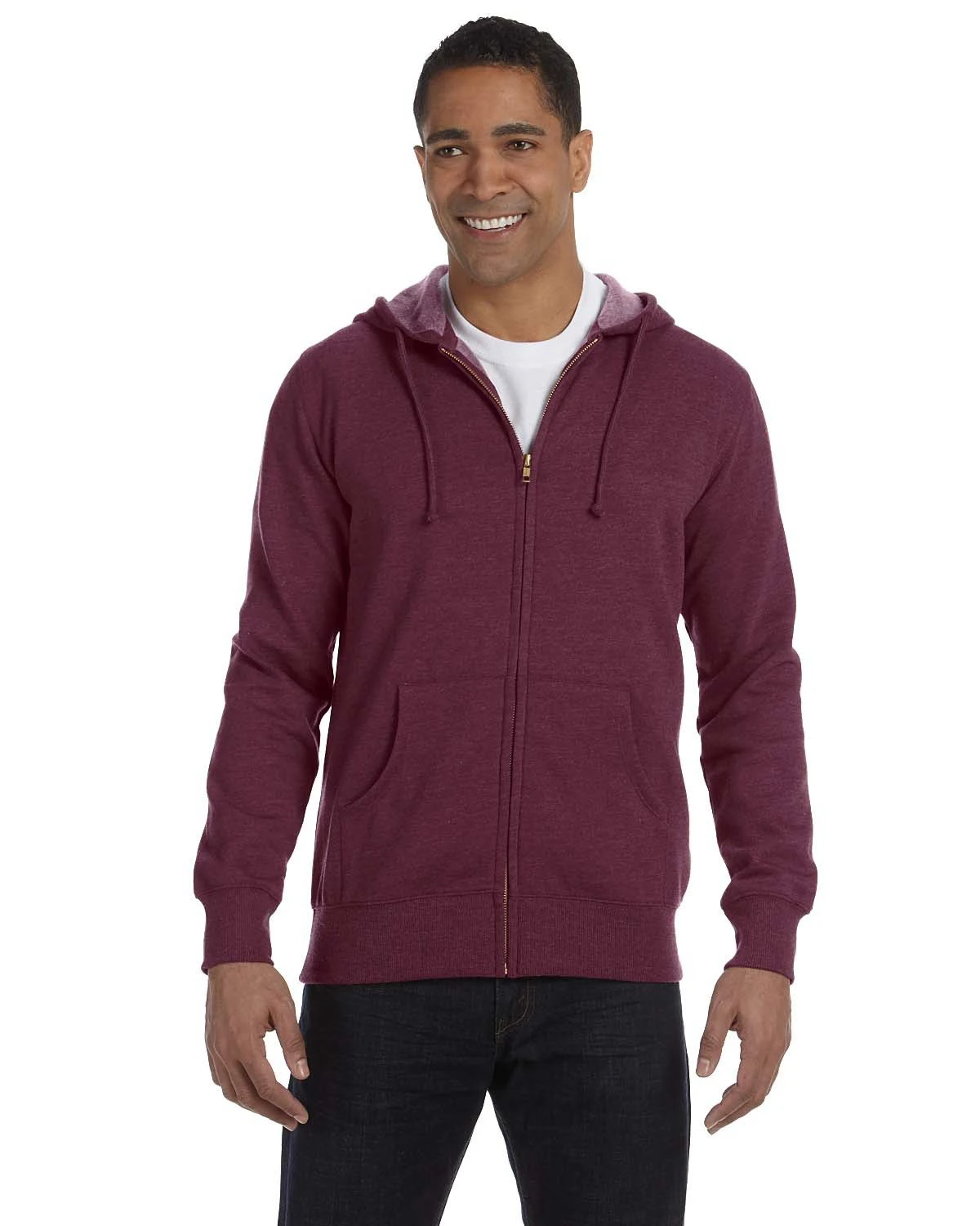 Men's 7 Oz. Organic/Recycled Heathered Full-Zip Hood 6 Men's 7 Oz. Organic/Recycled Heathered Full-Zip Hood - Image 4