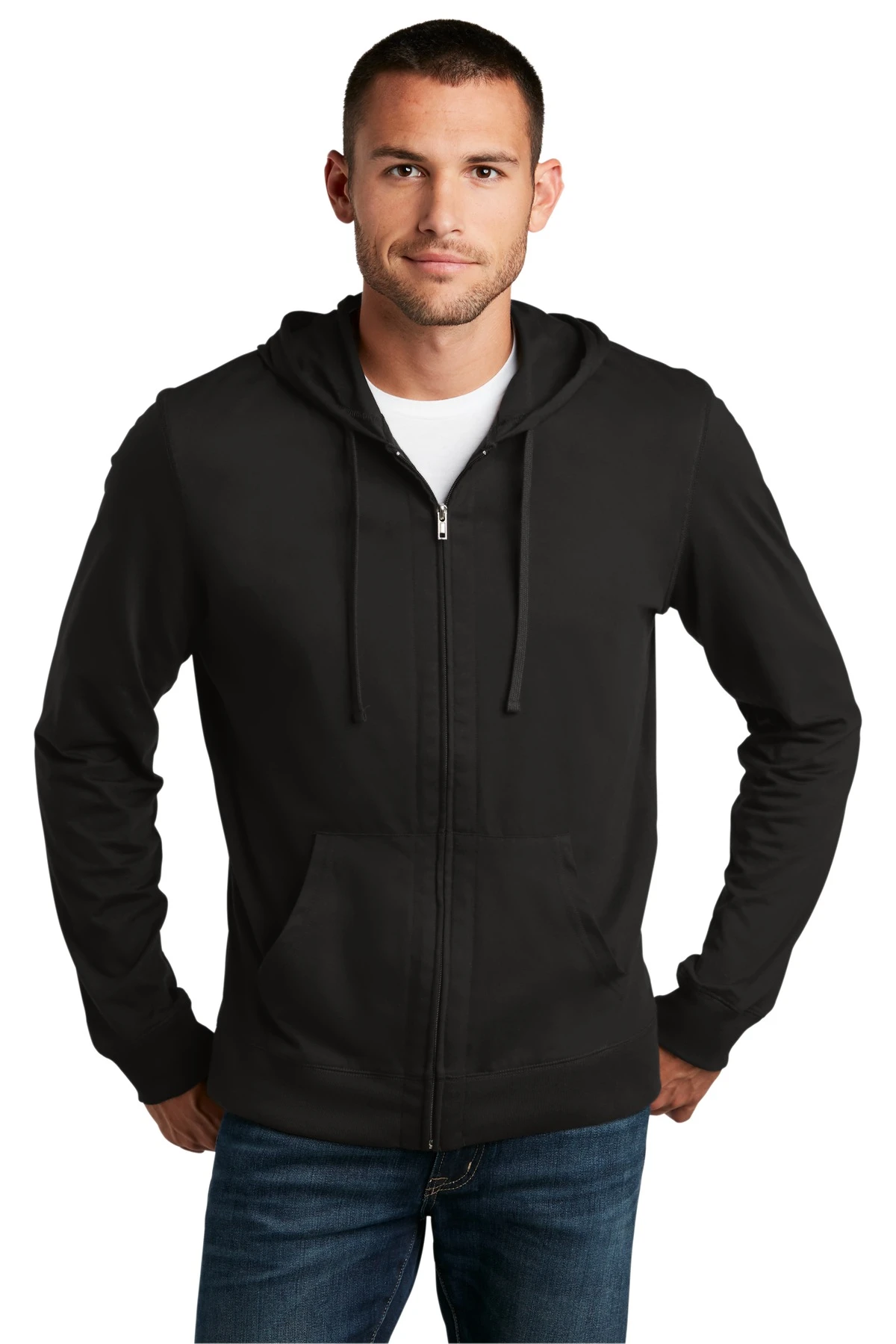 District Unisex Jersey Full-Zip Hoodie 7 District Unisex Jersey Full-Zip Hoodie - Image 5