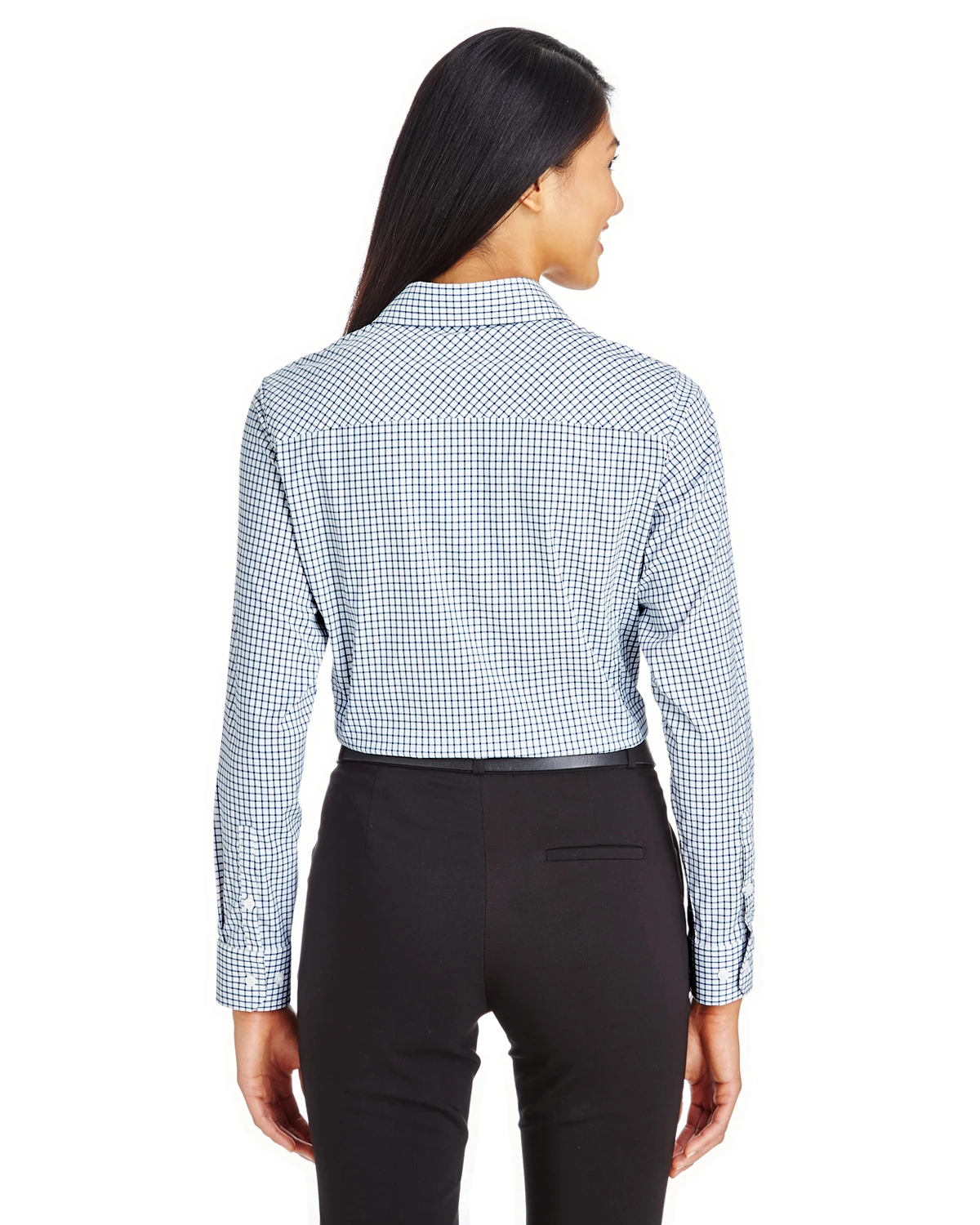 CrownLux Performance™ Ladies' Micro Windowpane Shirt 5 CrownLux Performance™ Ladies' Micro Windowpane Shirt - Image 3