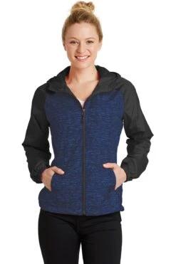 Ladies Heather Colorblock Raglan Hooded Wind Jacket -Jiffyshirts Sales Store 830bf7f2ea25d3