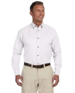 Men's Tall Easy Blend™ Long-Sleeve Twill Shirt With Stain-Release -Jiffyshirts Sales Store 834b9b7e8af774