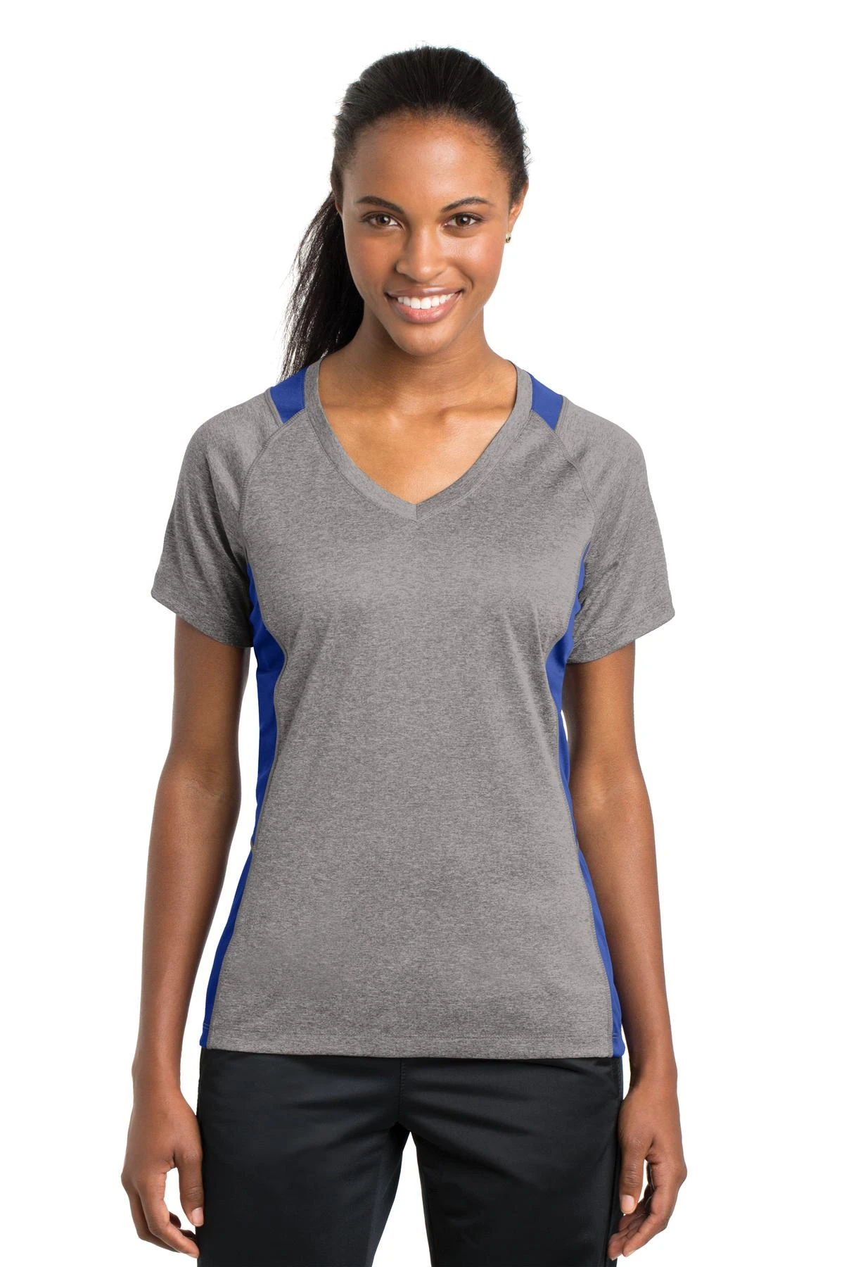 Ladies Heather Colorblock Contender V-Neck Tee 15 Ladies Heather Colorblock Contender V-Neck Tee - Image 13