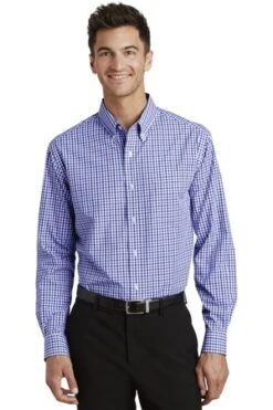 Long Sleeve Gingham Easy Care Shirt -Jiffyshirts Sales Store 88ba75b463c572