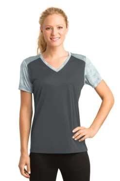 Ladies CamoHex Colorblock V-Neck Tee 16 Ladies CamoHex Colorblock V-Neck Tee -Jiffyshirts Sales Store 88fc45a5a38026
