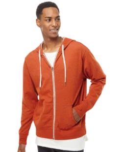 Unisex Heathered French Terry Full-Zip Hooded Sweatshirt