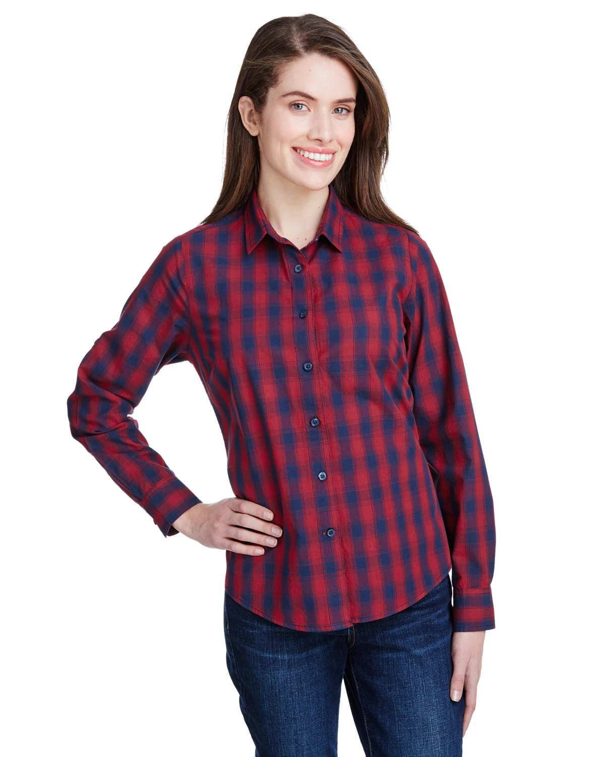 Ladies' Mulligan Check Long-Sleeve Cotton Shirt 3 Ladies' Mulligan Check Long-Sleeve Cotton Shirt