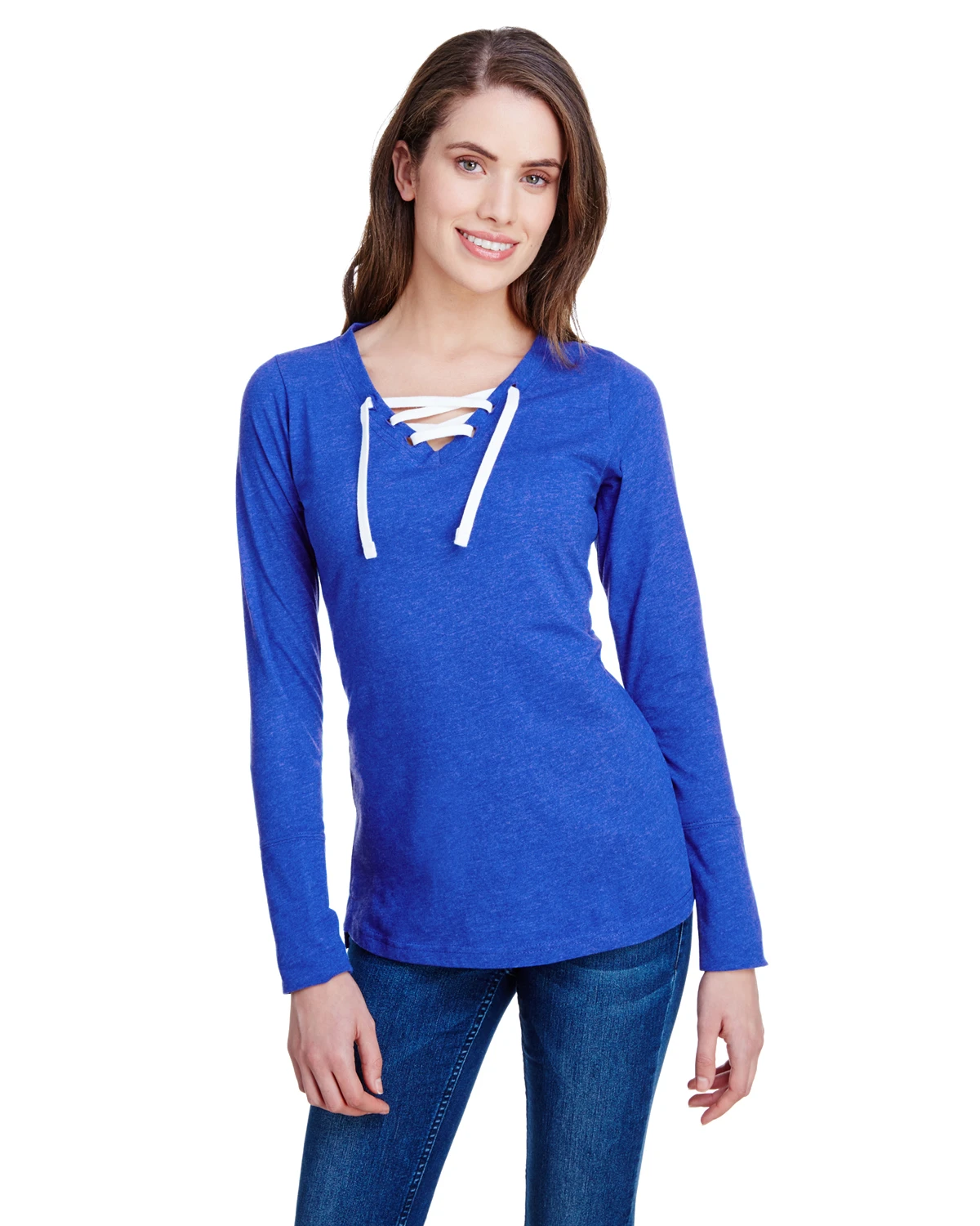 Ladies' Long Sleeve Fine Jersey Lace-Up T-Shirt 11 Ladies' Long Sleeve Fine Jersey Lace-Up T-Shirt - Image 9
