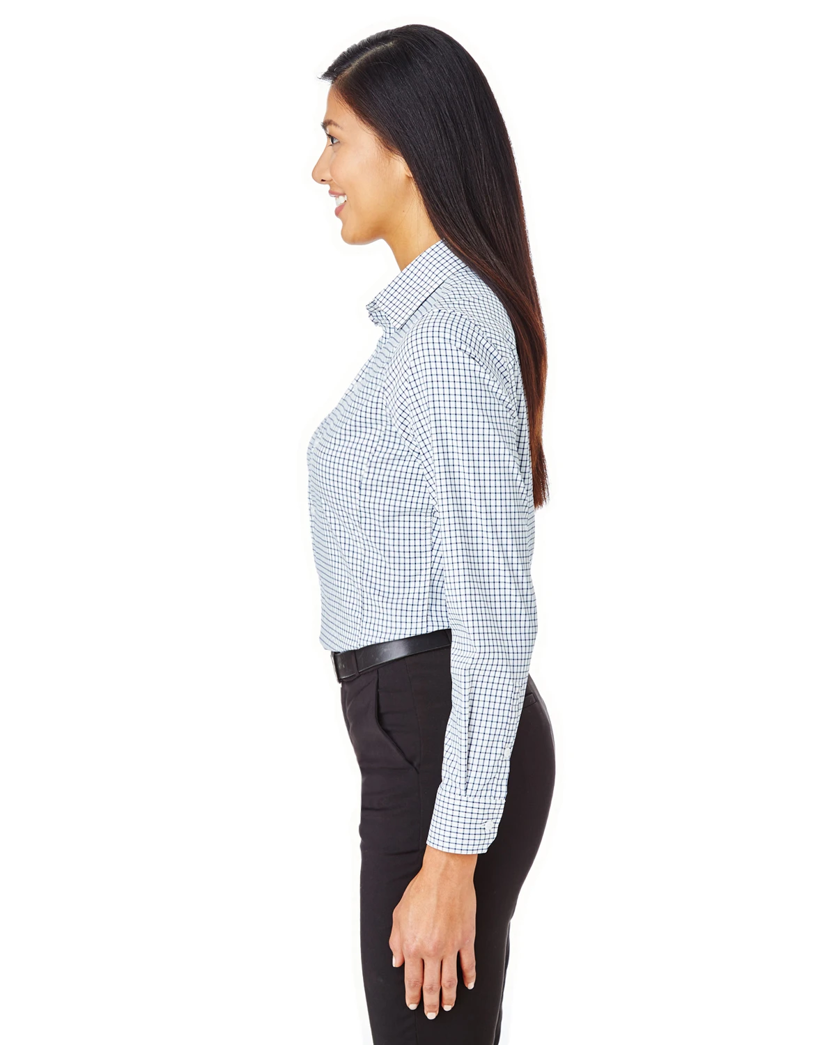 CrownLux Performance™ Ladies' Micro Windowpane Shirt 4 CrownLux Performance™ Ladies' Micro Windowpane Shirt - Image 2