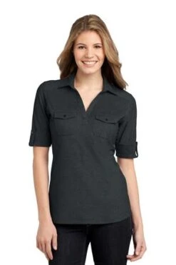 Ladies Oxford Pique Double Pocket Polo -Jiffyshirts Sales Store 9124363b97f170
