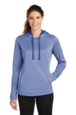 Ladies PosiCharge Sport-Wick Heather Fleece Hooded Pullover -Jiffyshirts Sales Store 924e5cd4ba7d20