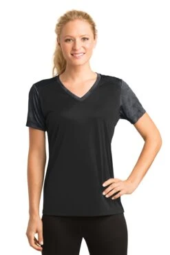 Ladies CamoHex Colorblock V-Neck Tee 18 Ladies CamoHex Colorblock V-Neck Tee -Jiffyshirts Sales Store 94f981ae18af2f