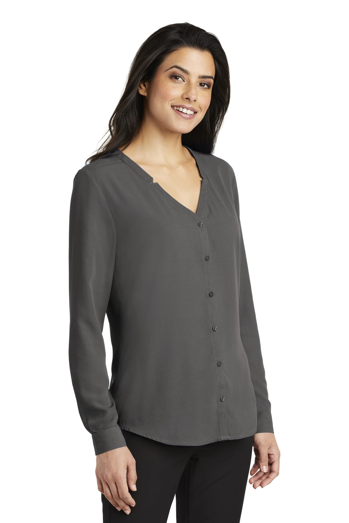 Ladies Long Sleeve Button-Front Blouse 5 Ladies Long Sleeve Button-Front Blouse - Image 3