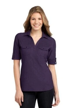 Ladies Oxford Pique Double Pocket Polo