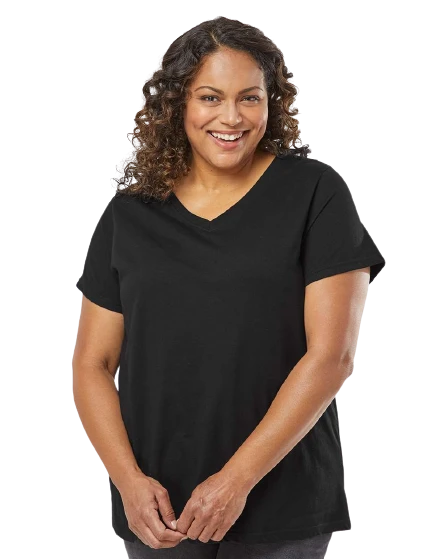 Ladies' Curvy V-Neck Fine Jersey T-Shirt 3 Ladies' Curvy V-Neck Fine Jersey T-Shirt