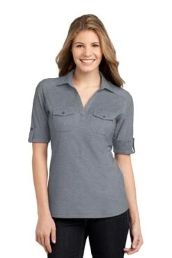 Ladies Oxford Pique Double Pocket Polo -Jiffyshirts Sales Store 9d7819f206be5d