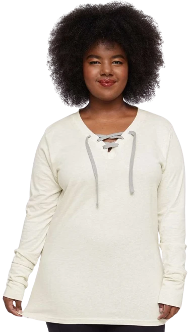 Ladies' Long Sleeve Fine Jersey Lace-Up T-Shirt 3 Ladies' Long Sleeve Fine Jersey Lace-Up T-Shirt