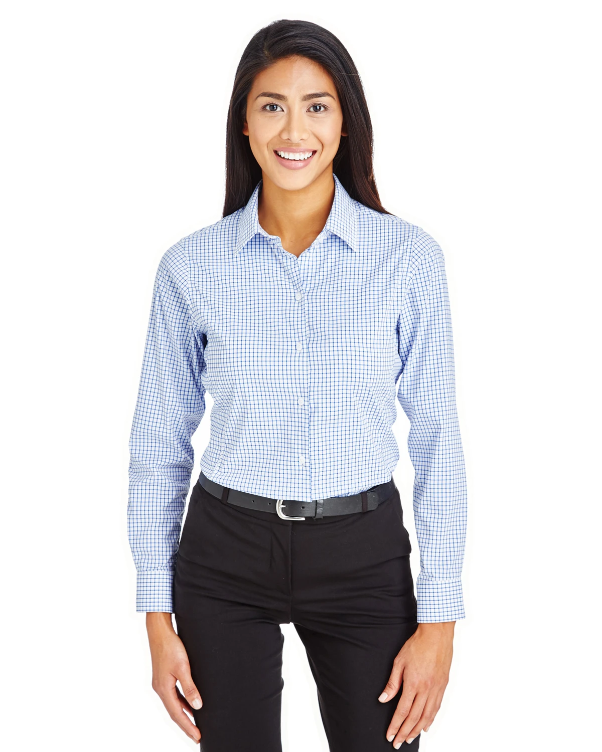 CrownLux Performance™ Ladies' Micro Windowpane Shirt 7 CrownLux Performance™ Ladies' Micro Windowpane Shirt - Image 5