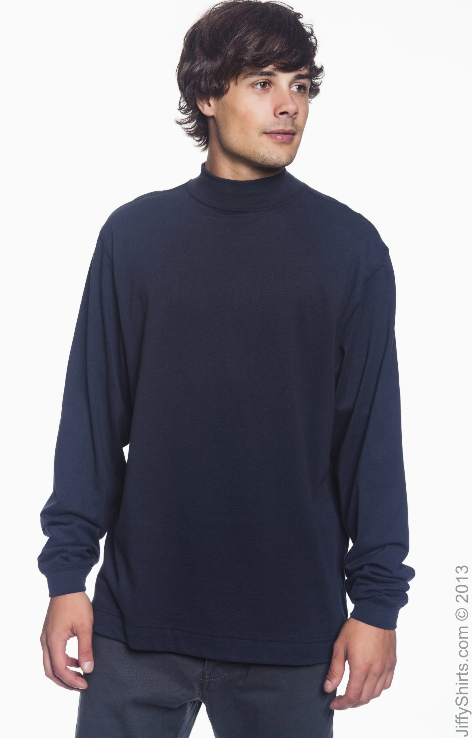 Adult Unisex Sueded Cotton Jersey Mock Turtleneck 4 Adult Unisex Sueded Cotton Jersey Mock Turtleneck - Image 2