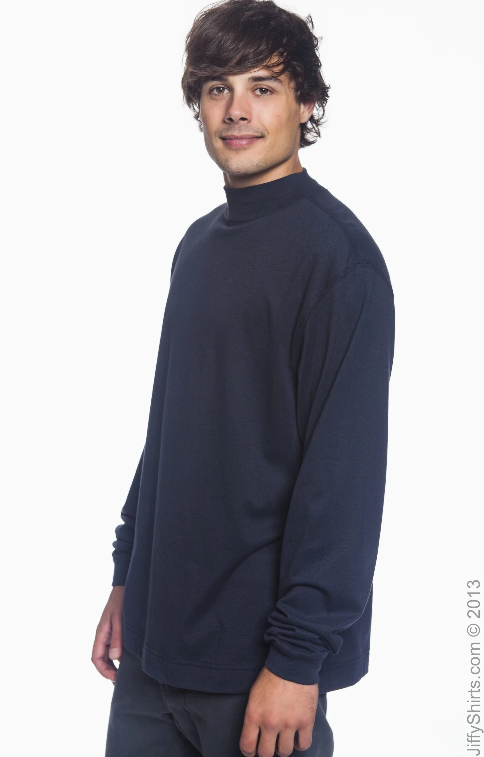 Adult Unisex Sueded Cotton Jersey Mock Turtleneck 5 Adult Unisex Sueded Cotton Jersey Mock Turtleneck - Image 3