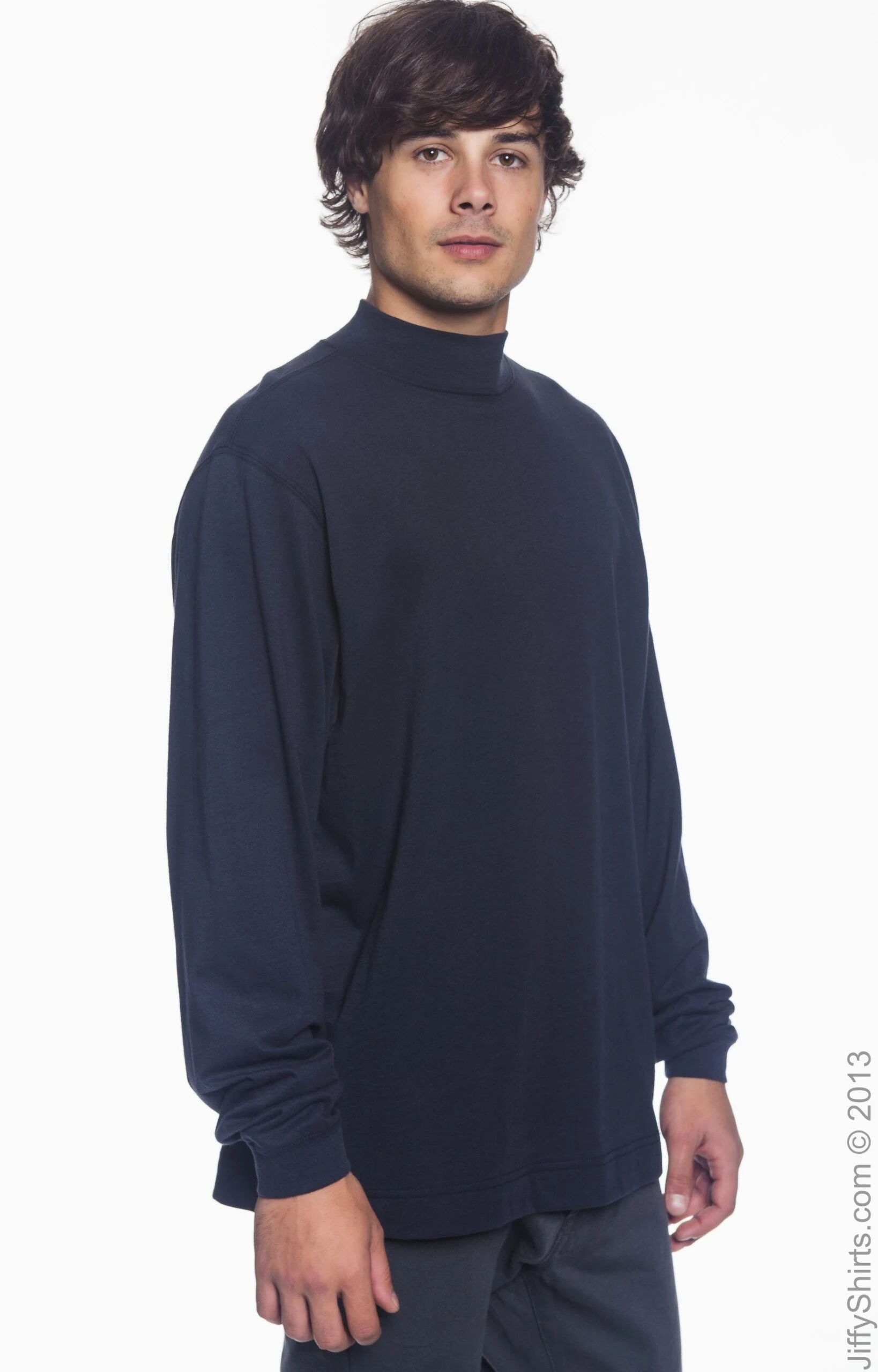 Adult Unisex Sueded Cotton Jersey Mock Turtleneck 6 Adult Unisex Sueded Cotton Jersey Mock Turtleneck - Image 4