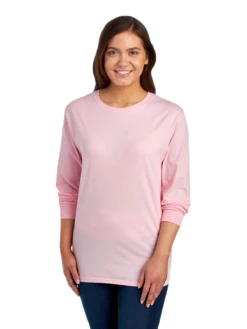 FRUIT OF THE LOOM Adult Unisex 5 Oz. HD Cotton™ Long-Sleeve T-Shirt -Jiffyshirts Sales Store JPG 4930R Classic Pink FRONT 0384 1680004736