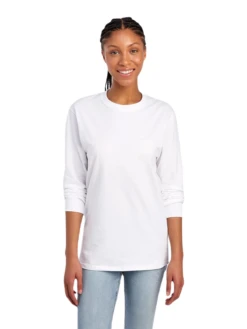 FRUIT OF THE LOOM Adult Unisex 5 Oz. HD Cotton™ Long-Sleeve T-Shirt -Jiffyshirts Sales Store JPG 4930R White FRONT 3888 1680004736