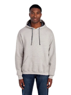FRUIT OF THE LOOM Adult Unisex 7.2 Oz. Sofspun® Striped Hooded Sweatshirt -Jiffyshirts Sales Store JPG SF77R Grey Stripe FRONT 0726 1680004736