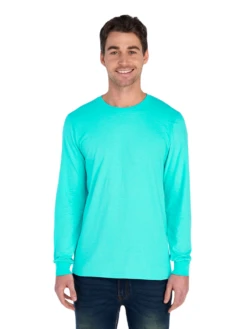 FRUIT OF THE LOOM Adult Unisex 4.7 Oz. Sofspun® Jersey Long-Sleeve T-Shirt -Jiffyshirts Sales Store JPG SFLR Scuba Blue FRONT 0315 1680004736