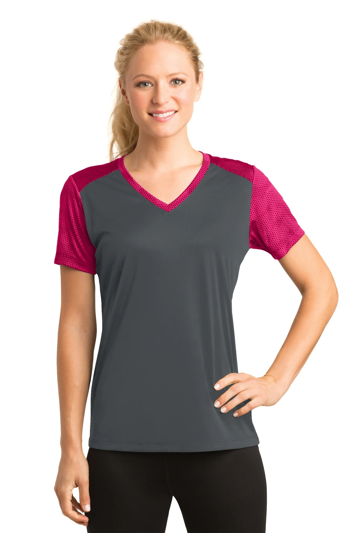 Ladies CamoHex Colorblock V-Neck Tee 6 Ladies CamoHex Colorblock V-Neck Tee - Image 4
